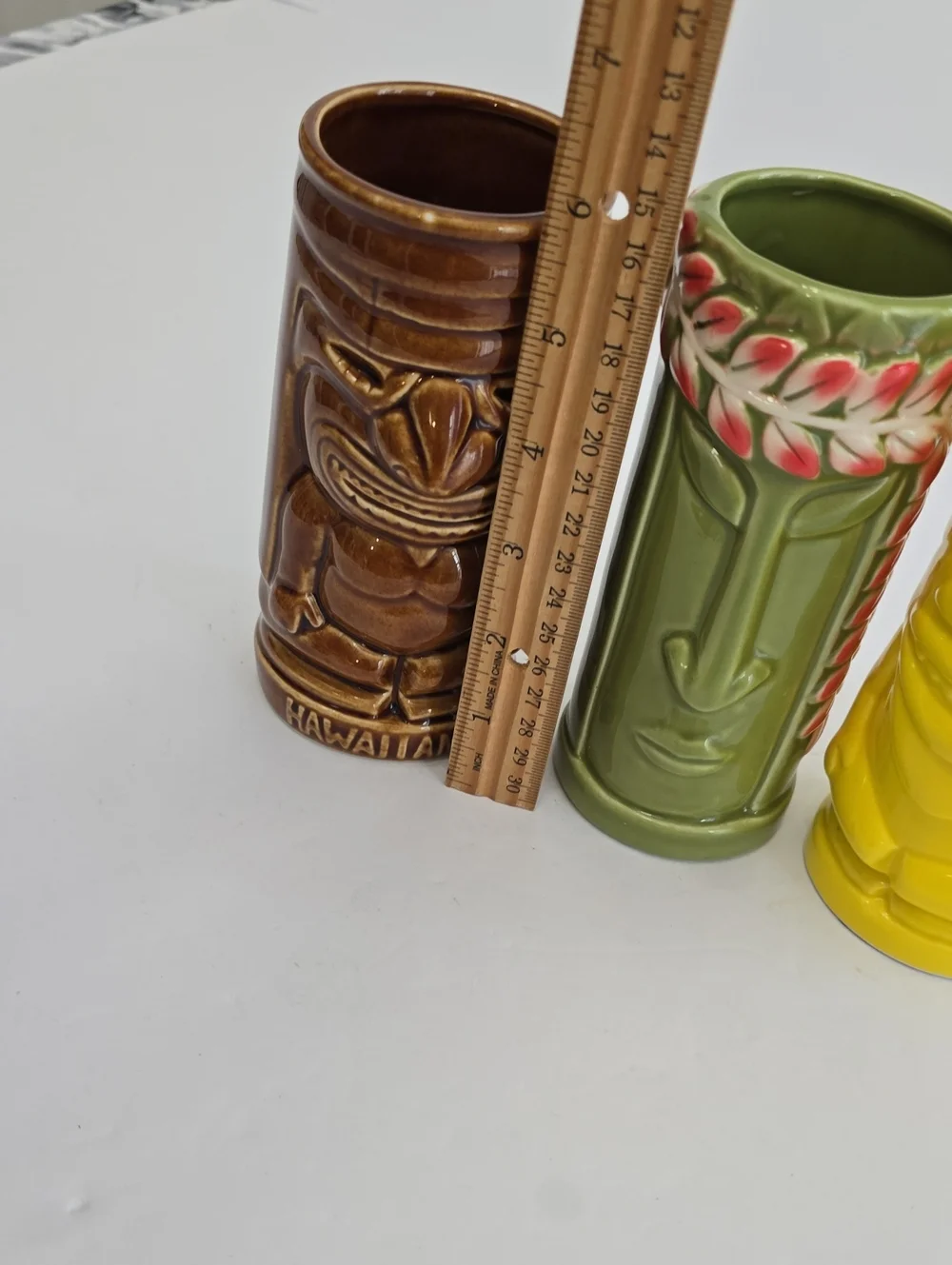 Tiki Novelty Set Of 3 Tiki Porcelain Cups Polynesian Hawaiian Luau